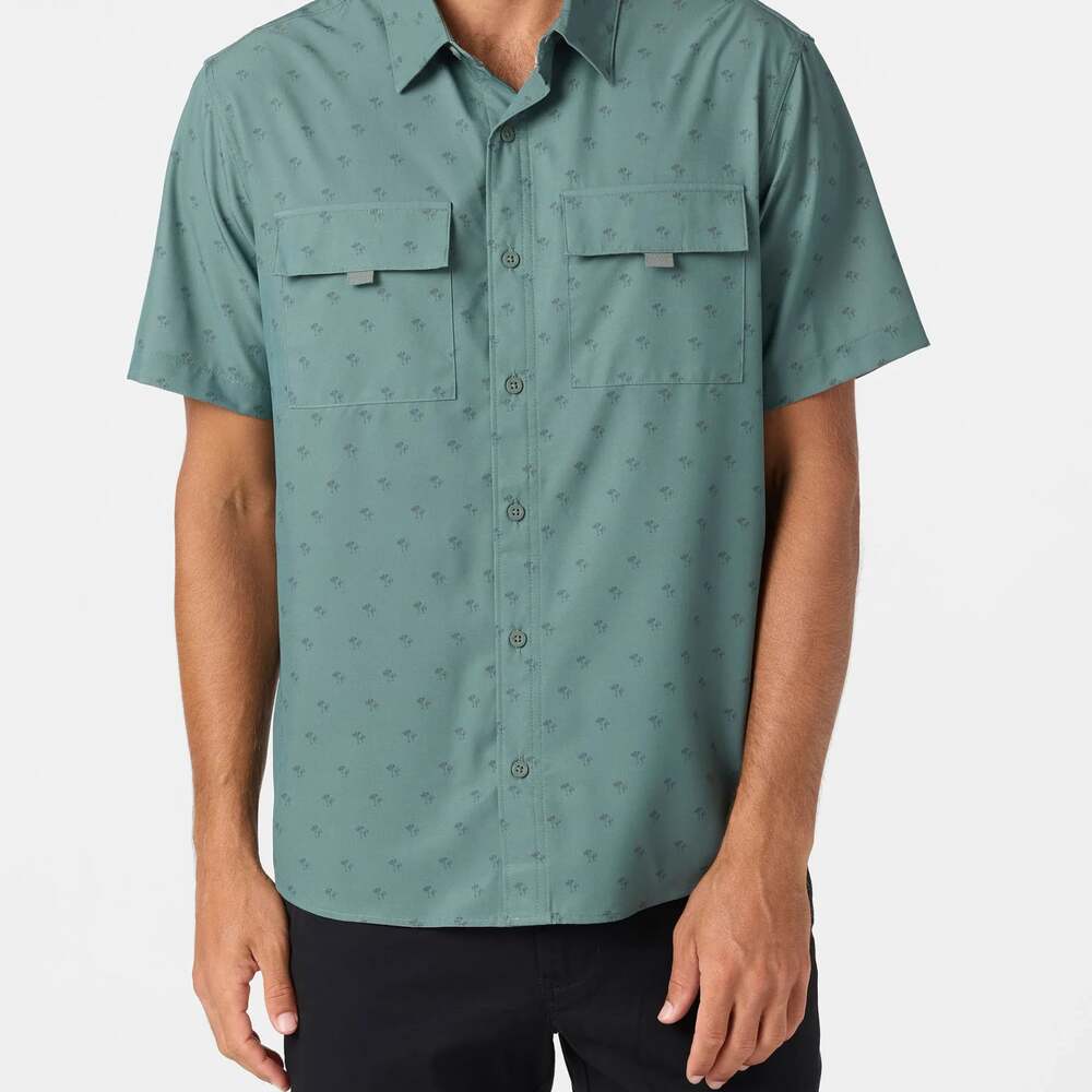 Voyager Men's Green Short Sleeve Button Up Shirt XL